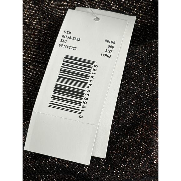 Abercrombie & Fitch NWT Long Sleeve V Neck Sparkle Copper Shimmer Bodysuit Top L - Picture 5 of 6